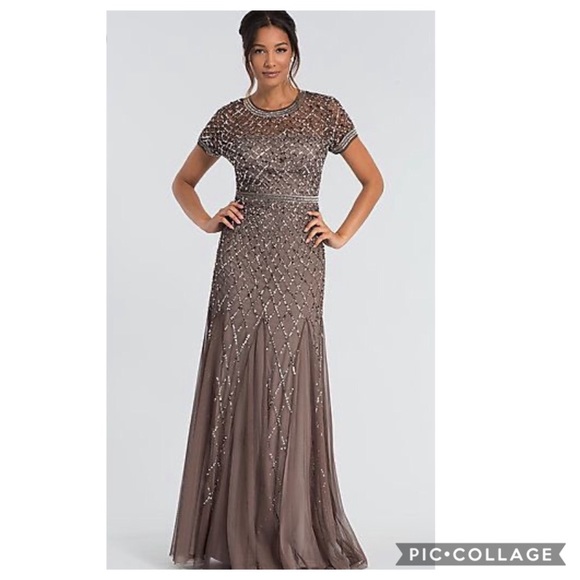 Adrianna Papell short sleeve embellished gown - Picture 5 of 12